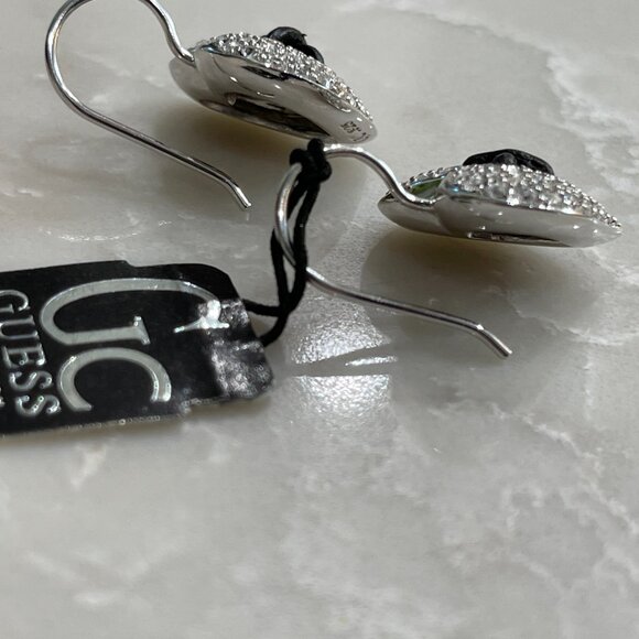 Rare Guess Sterling Silver Heart Dangle Earrings-NEW - Picture 7 of 11